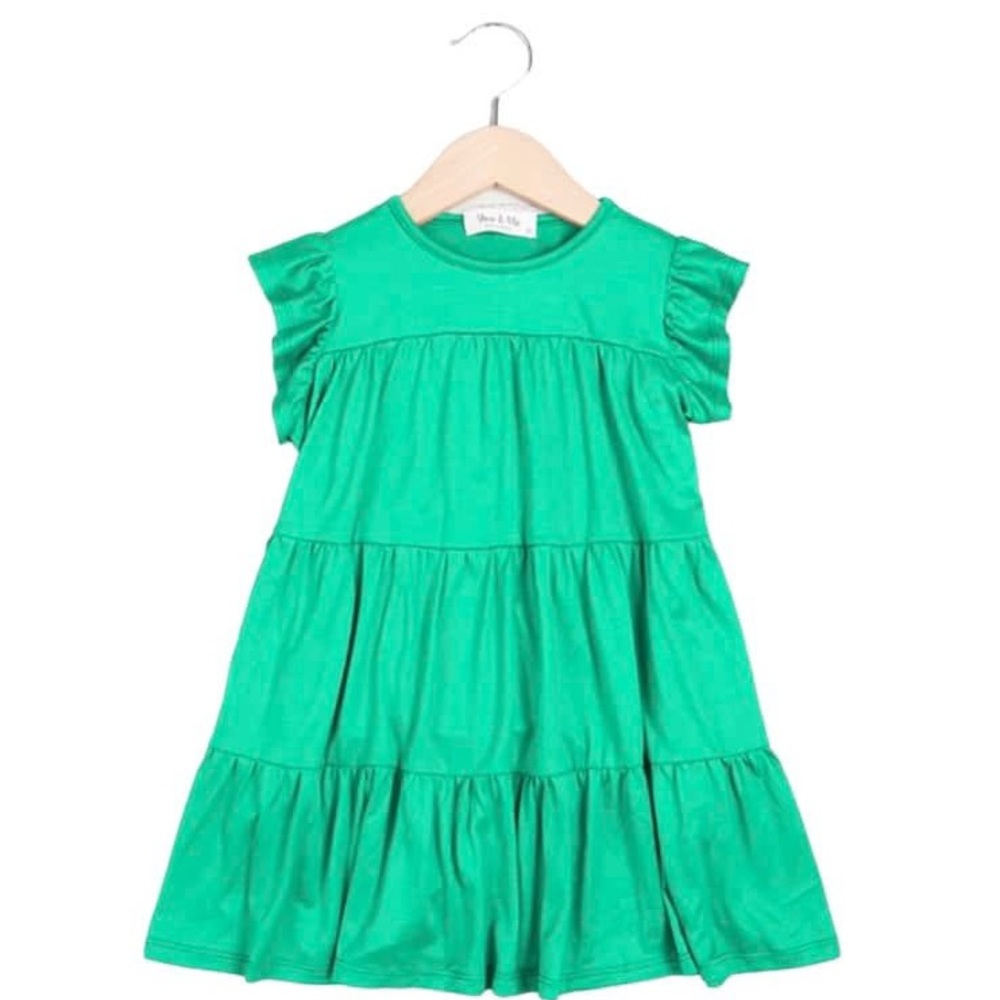 Kids Green Ruffle Dress